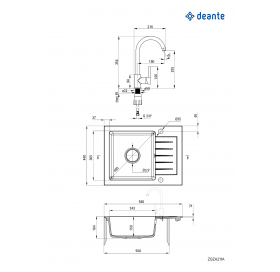 Набір для кухні Deante Zorba, гранітна мийка ZQZ_211A + зміш. BEN_262M, графіт-хром ZQZA211A