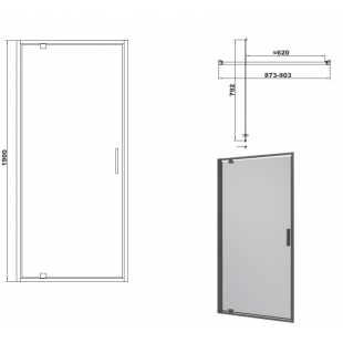 Душевая дверь Devit ART 90 FEN3340B, черный матовый, без поддона, стекло прозрачное
