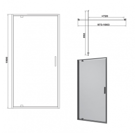 Душові двері Devit ART 100 FEN3440B, чорний матовий, без піддону, скло прозоре