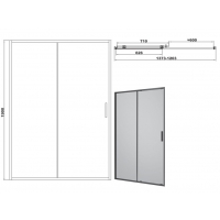 Душевая дверь Devit ART 140 FEN3640B, черный матовый, без поддона, стекло прозрачное