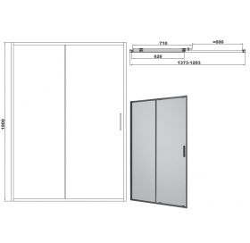 Душові двері Devit ART 140 FEN3640B, чорний матовий, без піддону, скло прозоре