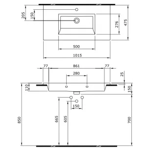 Тумба з умивальником Devit Laguna 100 білий 0022110W