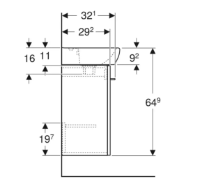 Тумба Geberit Selnova Square с ящиками 40 см + Умывальник Square 502.746.00.1