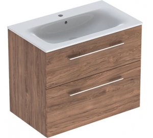 Тумба Geberit Selnova Square з ящиками 80 см темний горіх + Умивальник Slim Rim 501.242.00.1