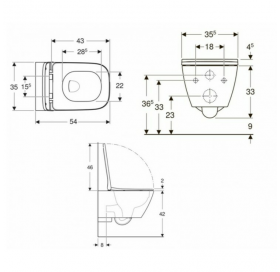 Унитаз подвесной Geberit Smyle Square Rimfree 500.683.00.2 безободковый с сиденьем soft-close