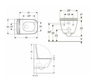 Унитаз подвесной Geberit Smyle Square Rimfree 500.683.00.2 безободковый с сиденьем soft-close