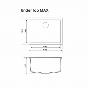 Кухонна мийка GRANADO UNDER TOP MAX grafito (535*435mm.) 3009