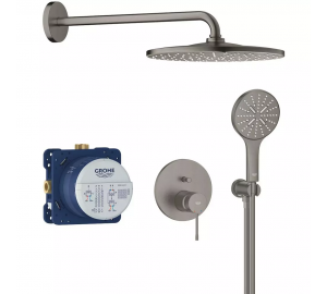 Душевая система скрытого монтажа Grohe Essence 25287AL0 на 2 выхода, Графит матовый