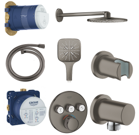 Душевая система скрытого монтажа с изливом Grohe Grohtherm SmartControl KIT34862AL0UA Графит матовый