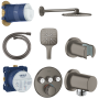 Душевая система скрытого монтажа с изливом Grohe Grohtherm SmartControl KIT34862AL0UA Графит матовый