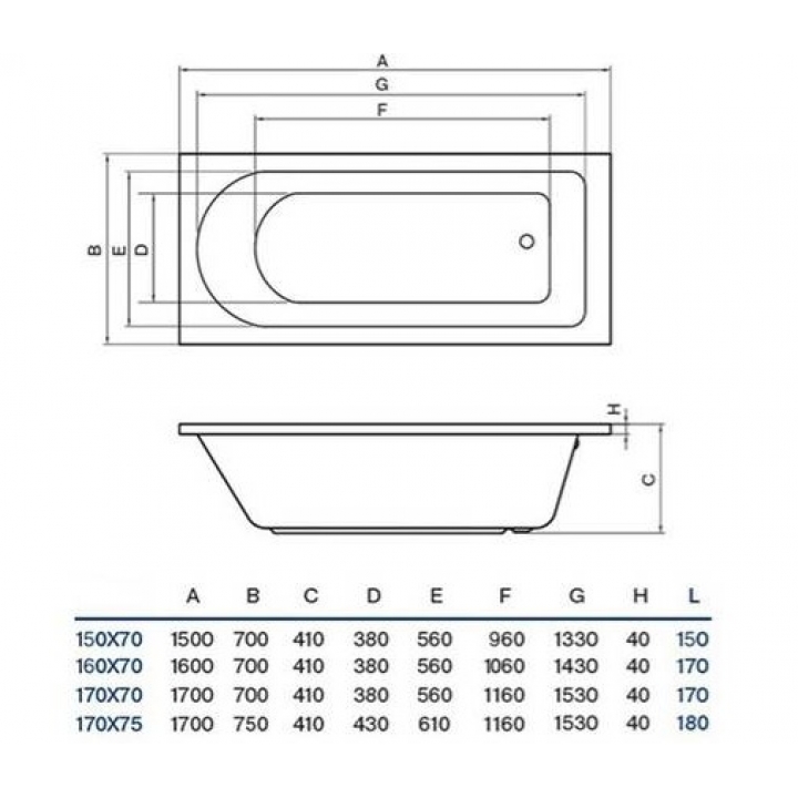 Ванна акриловая прямоугольная Koller Pool Dakota 150x70 + сифон + ножки (DAKOTA150X70+WBW0001+B70CMMA57)