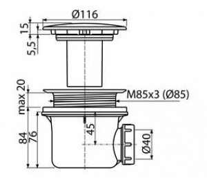 Сифон для піддону Koller Pool LUX 90 |40 мм, хром, 1047660349 (P90CPM)