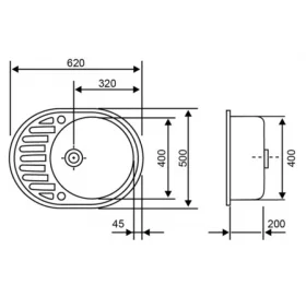 Кухонная мойка Lidz 620x500/200 BLA-03 (LIDZBLA03615500200)