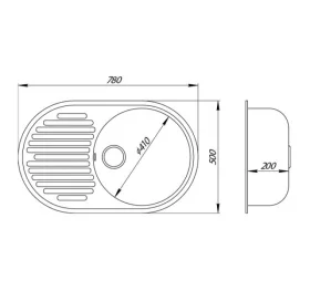 Кухонная мойка Lidz 780x500/200 BLA-03 (LIDZBLA03780500200)