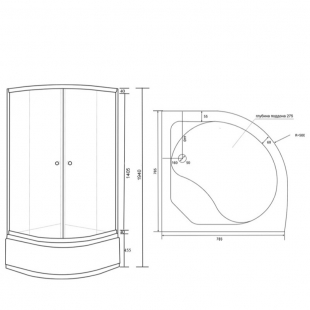 Душевая кабина Lidz Latwa SC80x80.SAT.HIGH.GR LLSC8080SATHIGHGR