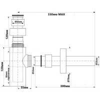 Сифон для умывальника без слива MCALPINE 120 BLACK черный матовый NAVARA46862