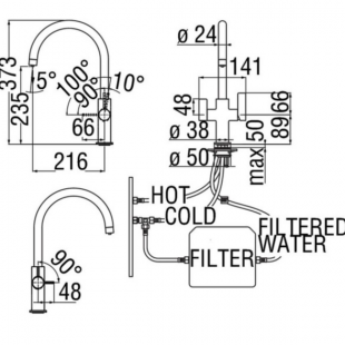 Змішувач для кухні Nobili Special FL96824/3VCR з можливістю підключення до фільтру