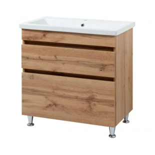 Тумба ПІК Мінімал з умивальником КОМО 80 см, T-308019- Mw + UM-8019 (Wood)