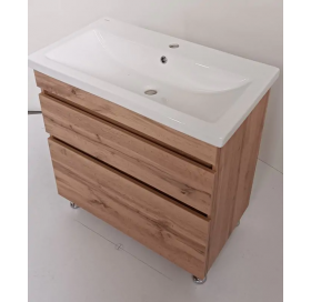 Тумба ПІК Мінімал с умывальником КОМО 80 см, T-308019- Mw + UM-8019 (Wood)