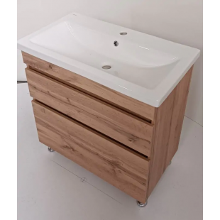Тумба ПІК Мінімал з умивальником КОМО 80 см, T-308019- Mw + UM-8019 (Wood)