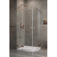 Душова кабіна напівкругла Radaway Essenza Pro Brushed Copper PDD Transparent 90x90x200, мідь, безпечне скло, 10095090-93-01L+10095090-93-01R