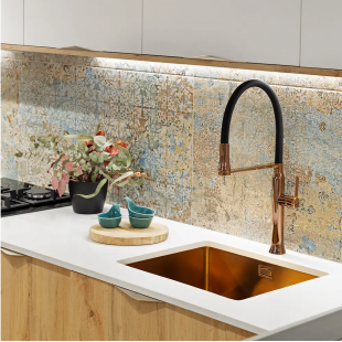 Смеситель кухонный Ramon Soler KITCHEN Black/Gold 386801MACU38E304205