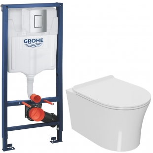 Комплект: Инсталляционная система Grohe Rapid SL 38772001 + Подвесной унитаз Rosa Toch белый с сидением дюропласт soft-close, R-2617E