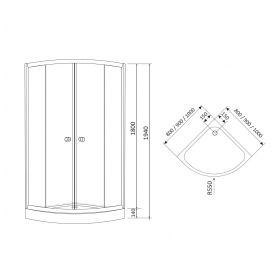 Душова кабіна Rozzy Jenori Tulip 90x90 з піддоном, 90RZ081