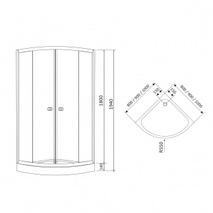 Душова кабіна Rozzy Jenori Tulip 90x90 з піддоном, 90RZ081