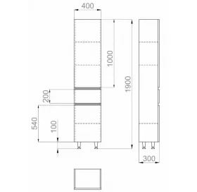 Пенал Sanwerk "AMATA" 40 белый, правый MV0000785