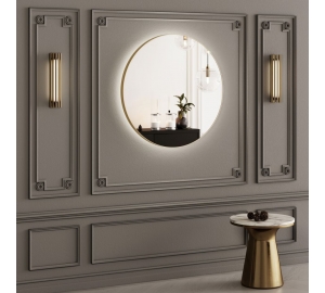 Дзеркало StudioGlass FLETCHER Ш500хВ500 мм., 4 мм, колір золото, підс. біла