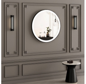 Зеркало StudioGlass YAMATO Iron Mirror 60x60 см круглое в металлической раме с LED-подсветкой, (Черный)