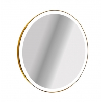 Зеркало StudioGlass YAMATO Iron Mirror 70x70 см круглое в металлической раме с LED-подсветкой, (Золотой)