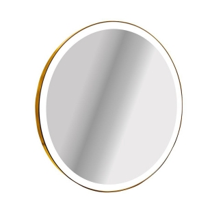 Зеркало StudioGlass YAMATO Iron Mirror 80x80 см круглое в металлической раме с LED-подсветкой, (Золотой)