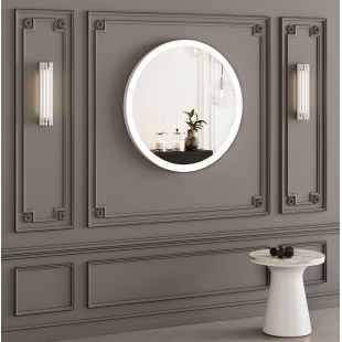 Зеркало StudioGlass YAMATO Iron Mirror 70x70 см круглое в металлической раме с LED-подсветкой, (Белый)