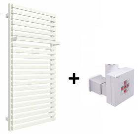 Полотенцесушитель Terma City 1050x600 Ral soft 9016 E8+ split 800W + Терморегулятор скрытого монтажа Terma KTX2 White WLCIT105060KS96E8TS1D+WEKT2K916S