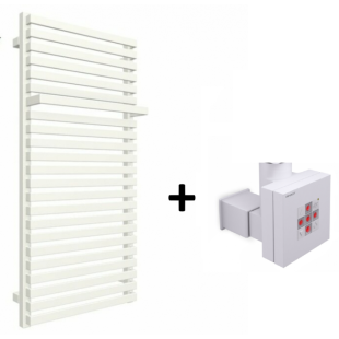Полотенцесушитель Terma City 1050x600 Ral soft 9016 E8+ split 800W + Терморегулятор скрытого монтажа Terma KTX2 White WLCIT105060KS96E8TS1D+WEKT2K916S