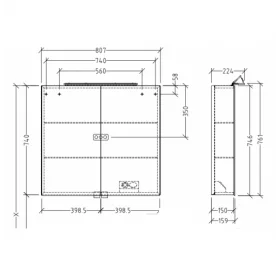 Дзеркальна шафа VILLEROY & BOCH MY VIEW ONE 80 СМ A4398000