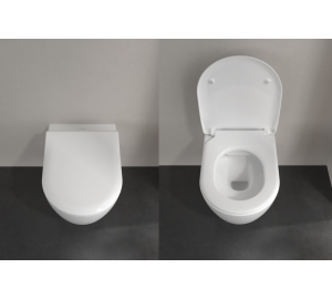 Унитаз подвесной Villeroy & Boch AVENTO Rimless 53 см + сиденье 9M87S101 (5656RSR1) Ceramic Plus