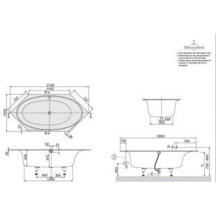 Ванна VILLEROY&BOCH CETUS 210*100см шестиугольная BQ210CEU6V-01