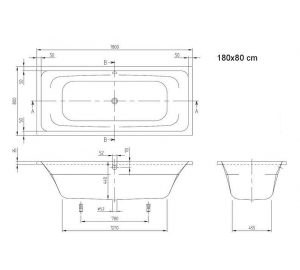 Ванна VILLEROY&BOCH  TARGA STYLE UBA 180FRA2V-01  180/80см