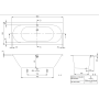 Ванна кварилова VILLEROY & BOCH Oberon 2.0 180x80см UBQ180OBR2DV-01+ ніжки