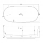 Ванна VOLLE отдельностоящая каменная Solid surface 1680*800*530 мм, 12-40-036