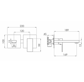 Смеситель для раковины VOLLE PARDO cepillado níquel, скрытый монтаж, 1548.010302
