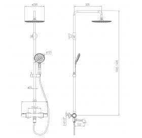 Душевая система с термостатическим смесителем и ручным душем Volle Sistema E 1580.090201