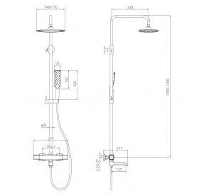 Душевая система с термостатическим смесителем и ручным душем Volle Sistema P 1584.090601