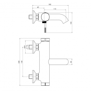 Змішувач для ванни Imprese BRENTA, граф.хром, 35 мм ZMK091908040