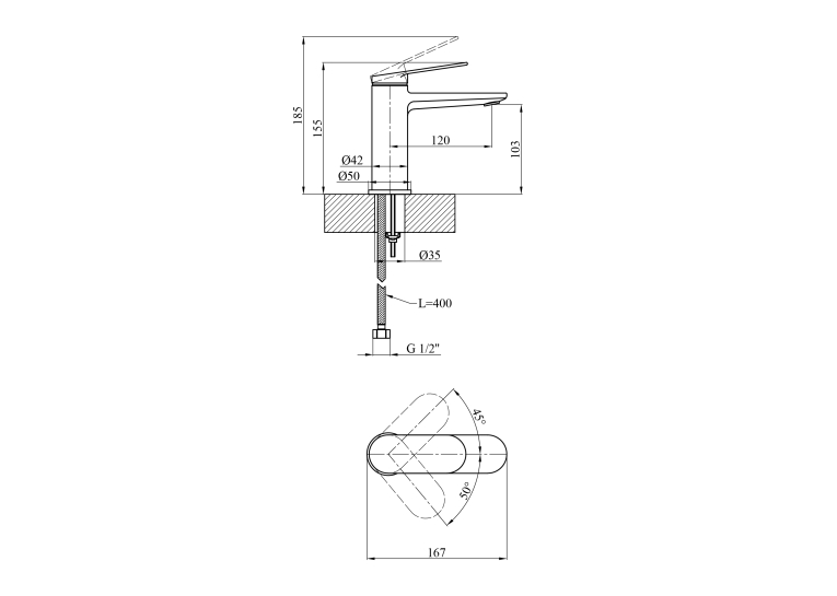 Змішувач для раковини Kroner Element Хром 211110-0101 (CV035939)
