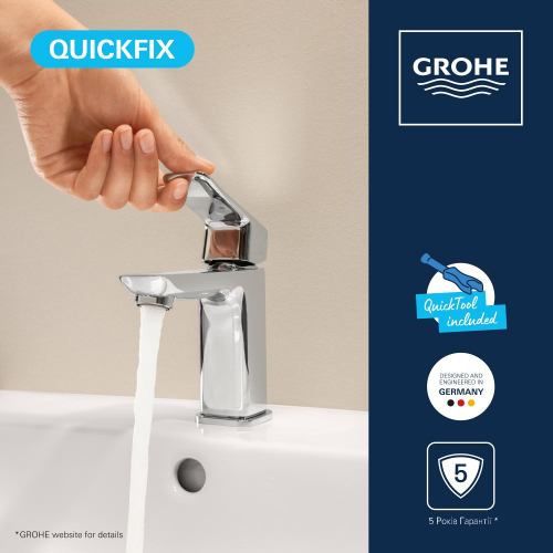 Змішувач для раковини Grohe QuickFix Dice S-Size 1018570000 з донним клапаном