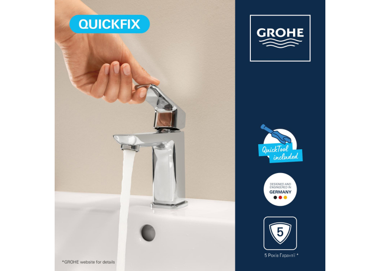 Смеситель для раковины Grohe QuickFix Dice S-Size 1018570000 с донным клапаном